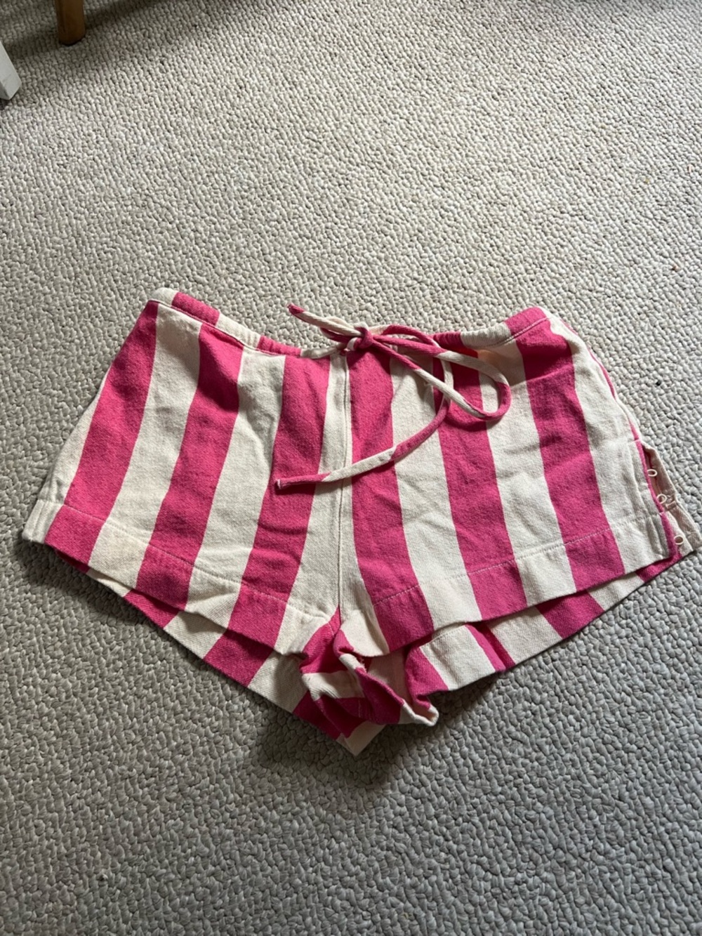 Free People Hot Hot Micro Short Pink and Cream Striped Drawstring Shorts
